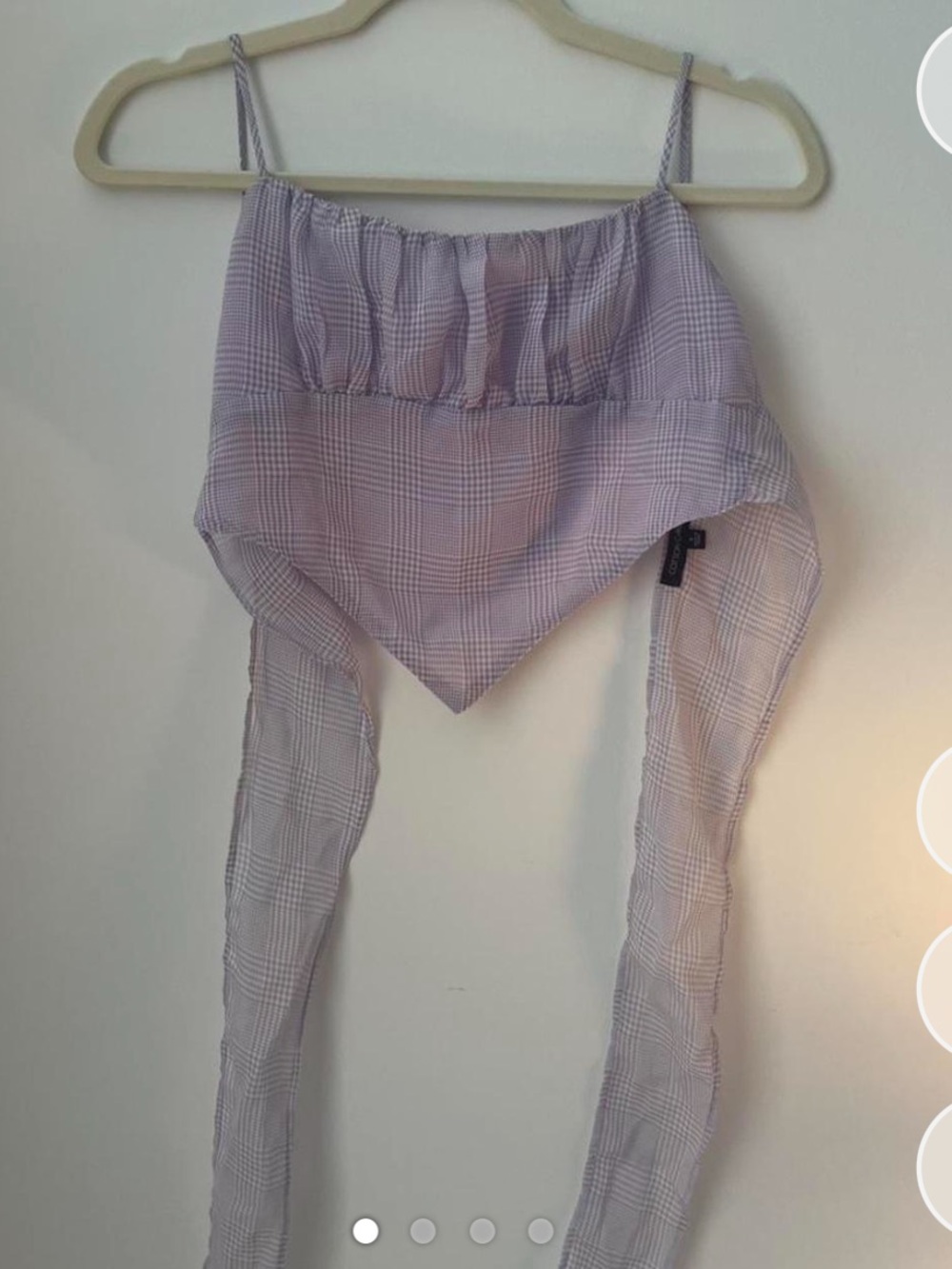 OTTO Lilac Plaid Tie-Back Handkerchief Crop Top